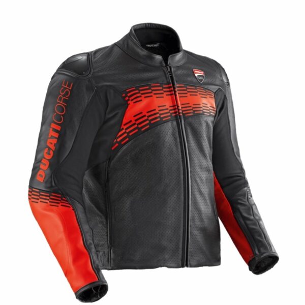 Ducati Corse C7 Giacca in pelle Nero / Rosso  Perforato