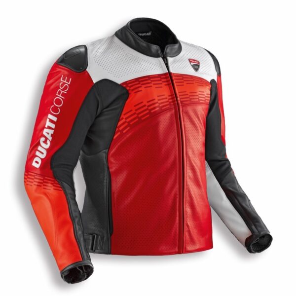 Ducati Corse C7 Giacca in pelle Rosso Bianco  Perforato